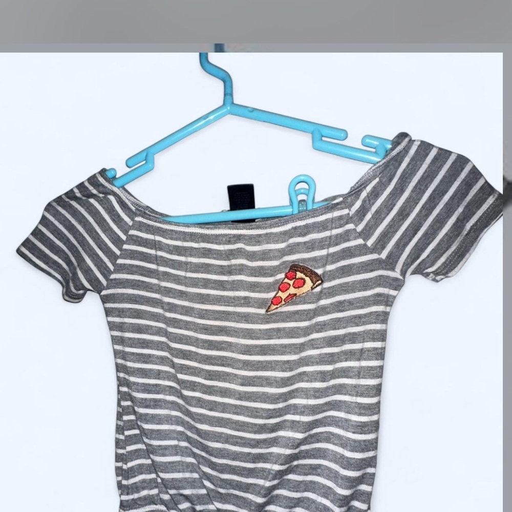 Wet Seal Gray and White Striped Top